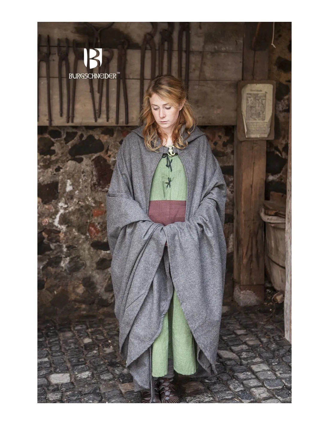 Capa medieval lana Hibernus, gris