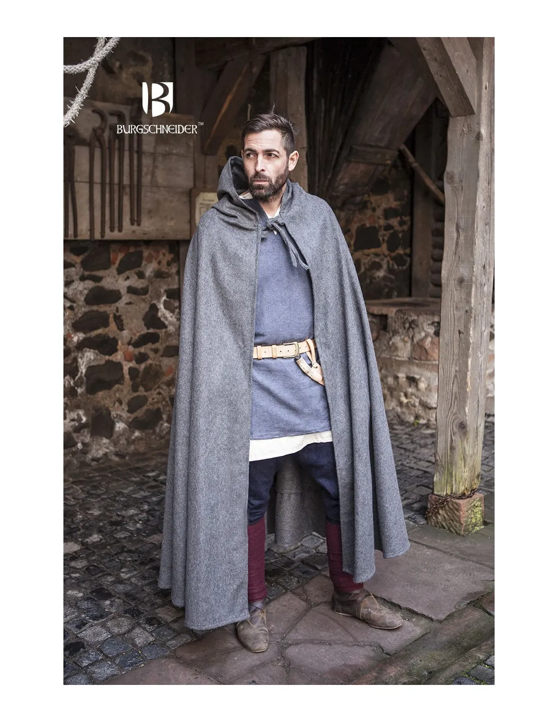 Capa medieval lana Hibernus, gris