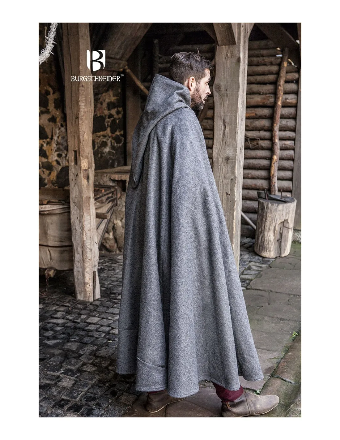 Capa medieval lana Hibernus, gris
