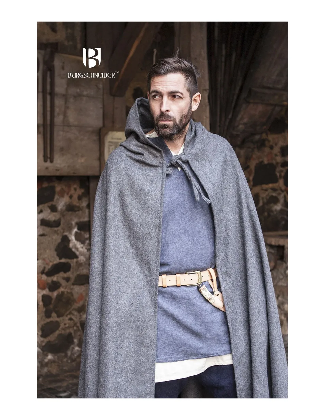 Capa medieval lana Hibernus, gris