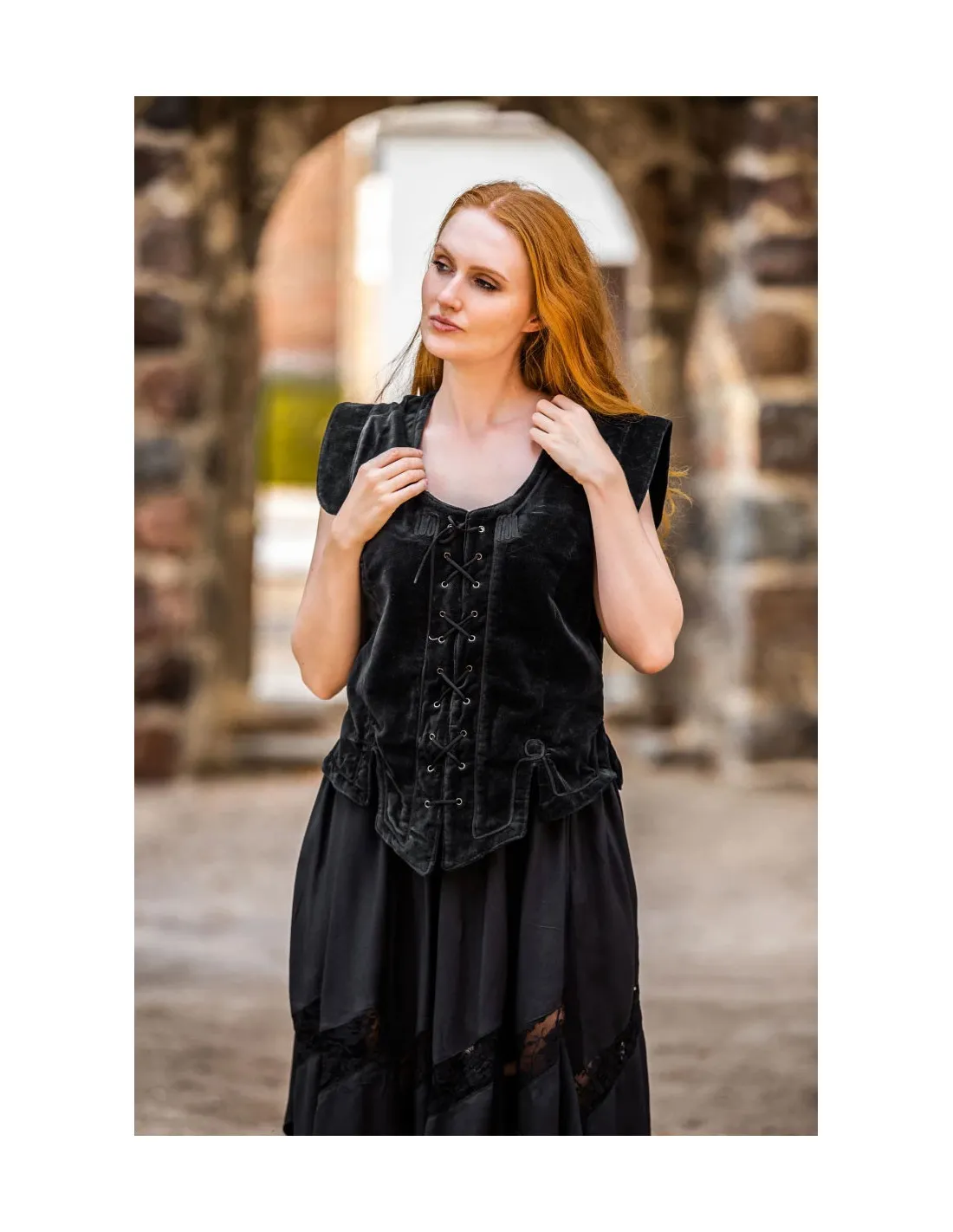 Chaleco medieval modelo Adrienne, negro