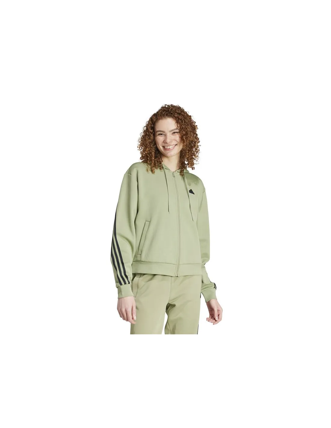 Chaqueta adidas Future Icons 3 Bandas Full Zip Hoodie Mujer Verde