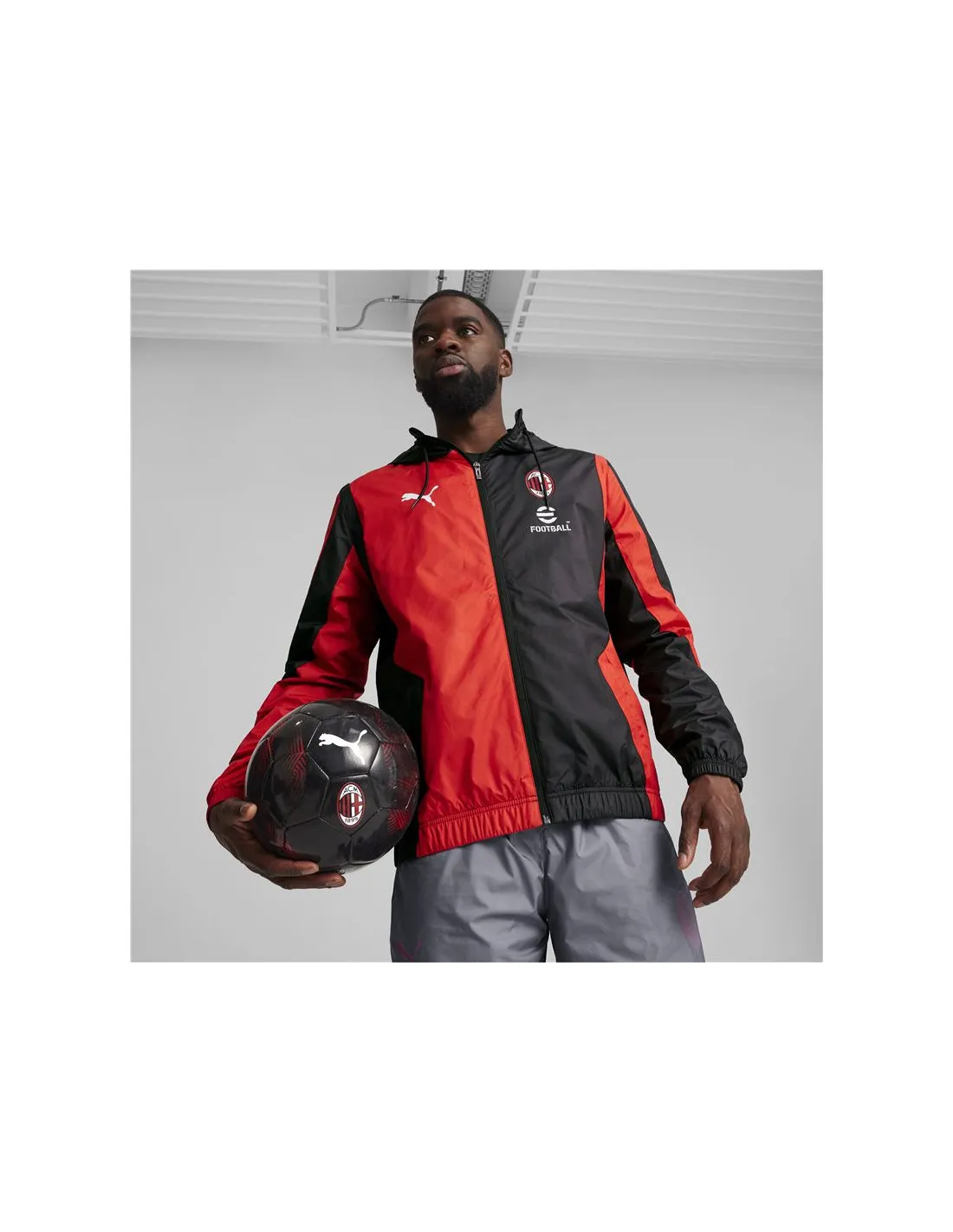 Chaqueta de Fútbol Puma AC Milan Prematch Negro Hombre