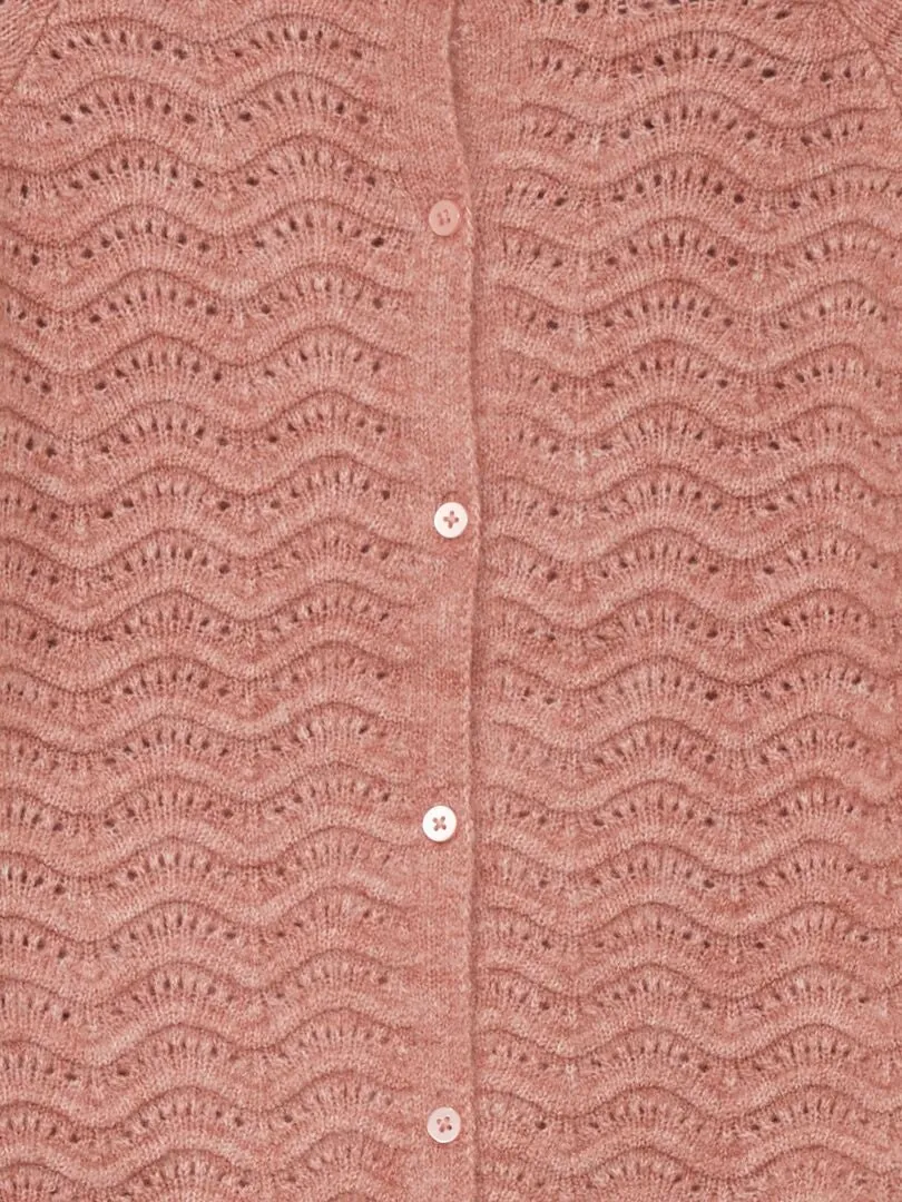 CHAQUETA DE PUNTO CALADO  ROSA
