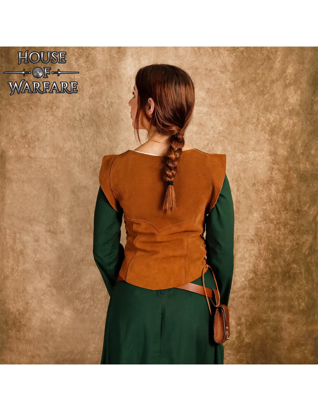 Chaqueta medieval en piel, marrón