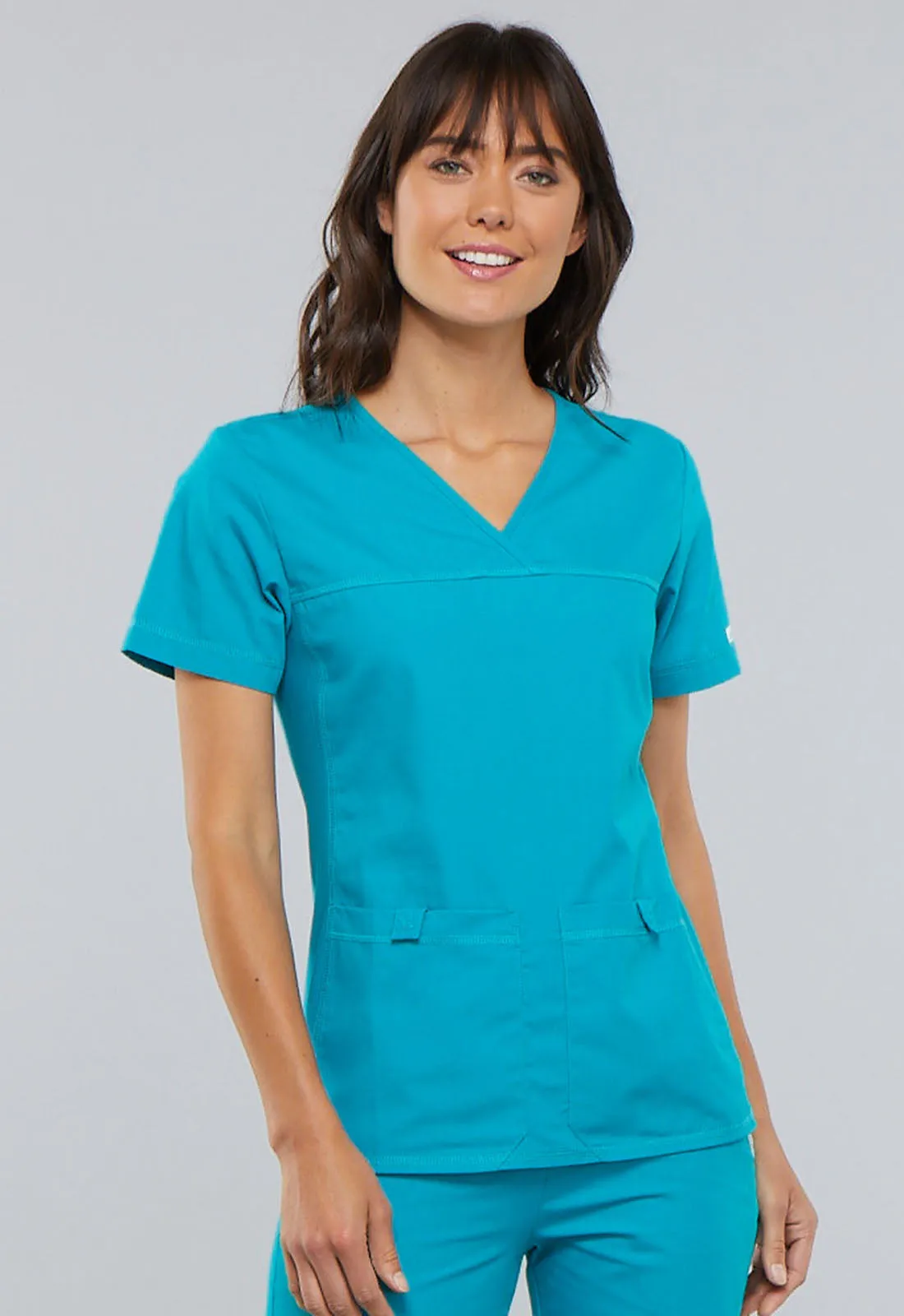 CHEROKEE FLEXIBLES VNECK KNIT PANEL TOP