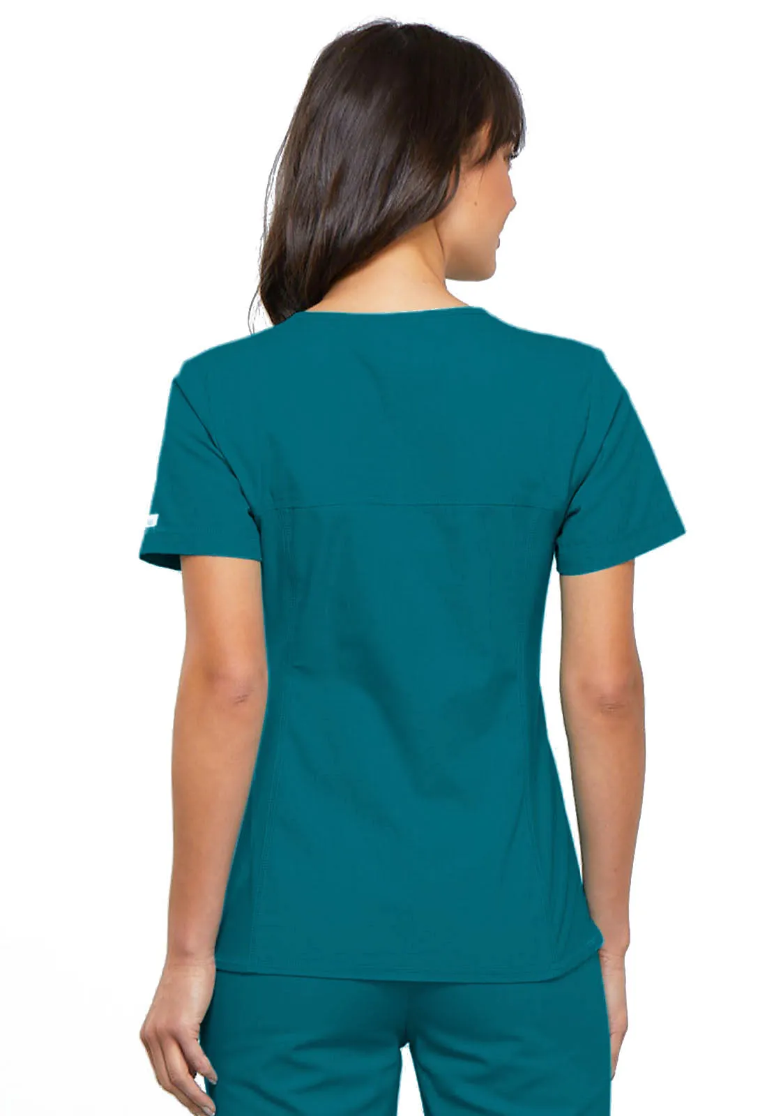 CHEROKEE FLEXIBLES VNECK KNIT PANEL TOP
