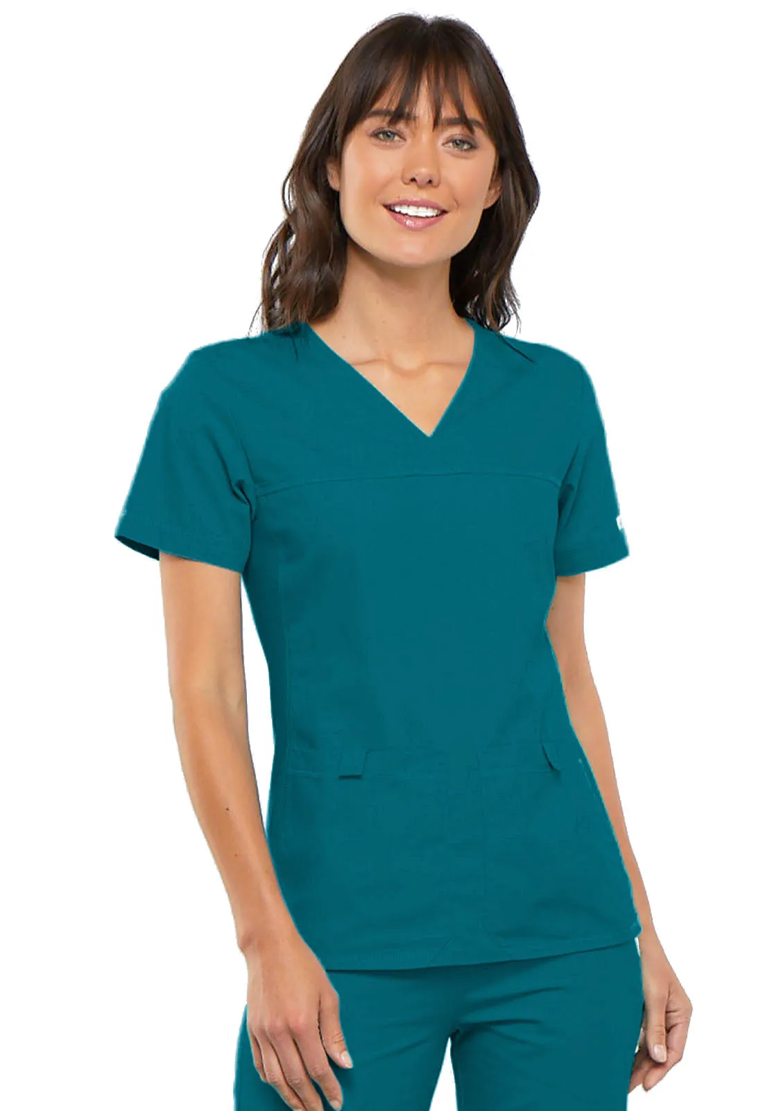 CHEROKEE FLEXIBLES VNECK KNIT PANEL TOP