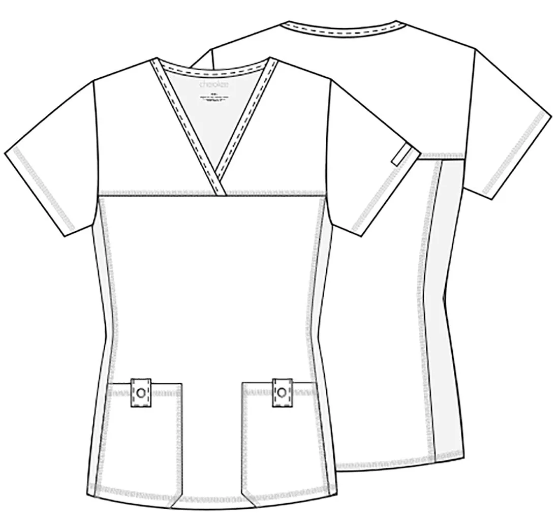 CHEROKEE FLEXIBLES VNECK KNIT PANEL TOP