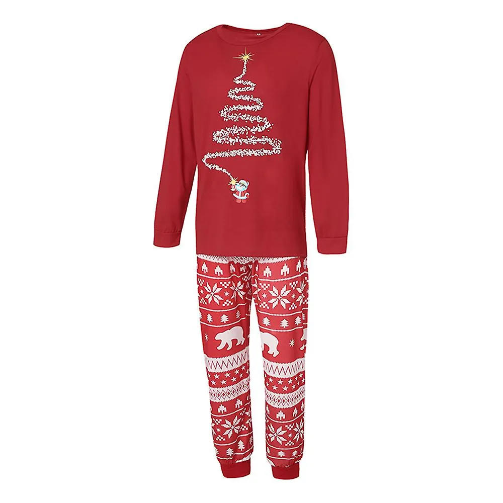 Christmas Family Holiday Pajamas Matching Set Tree Print Christmas Top Sleepwear