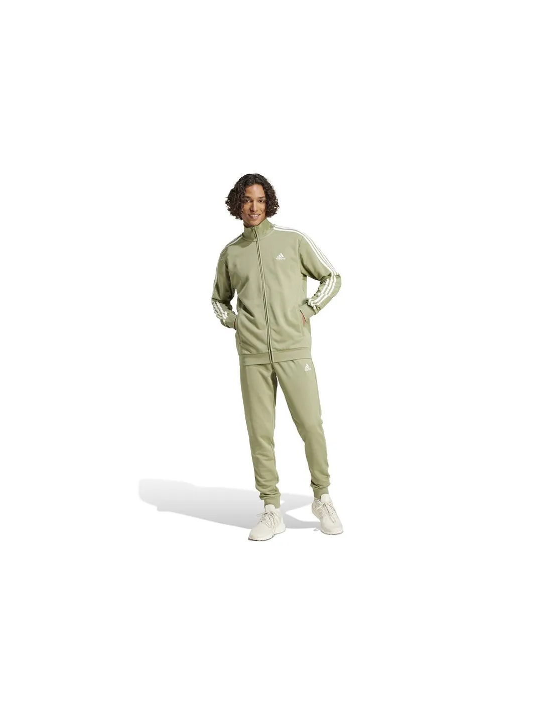 Chándal adidas Sportswear Basic 3 Bandas French Terry Hombre Verde