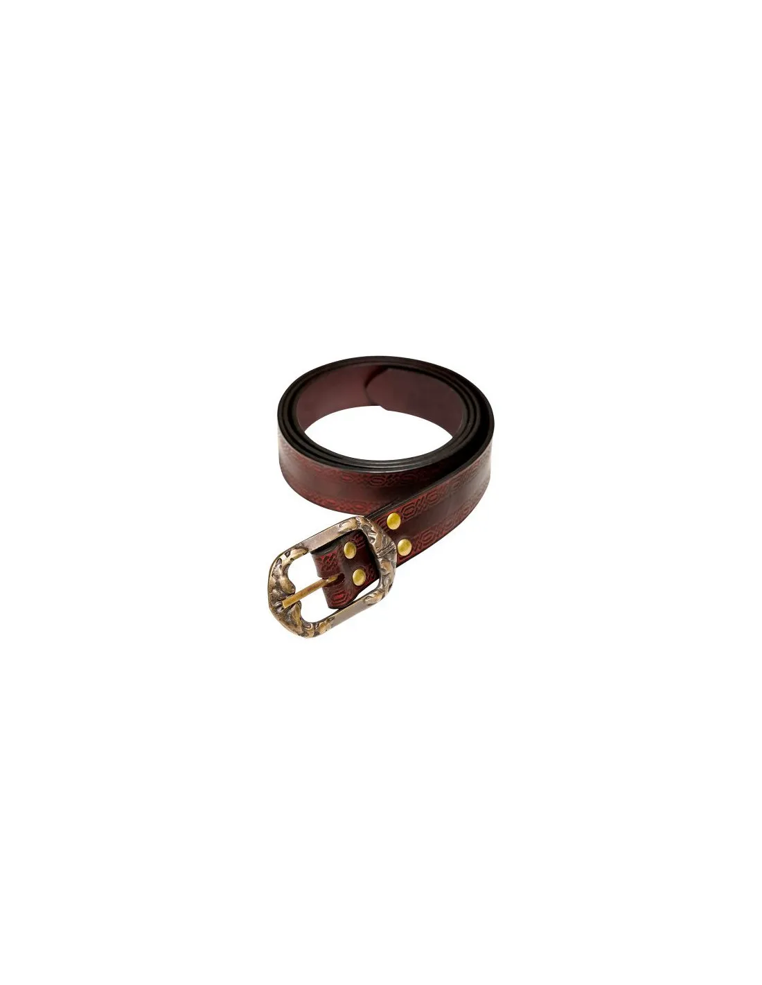 Cinturón medieval marrón diseño repujado