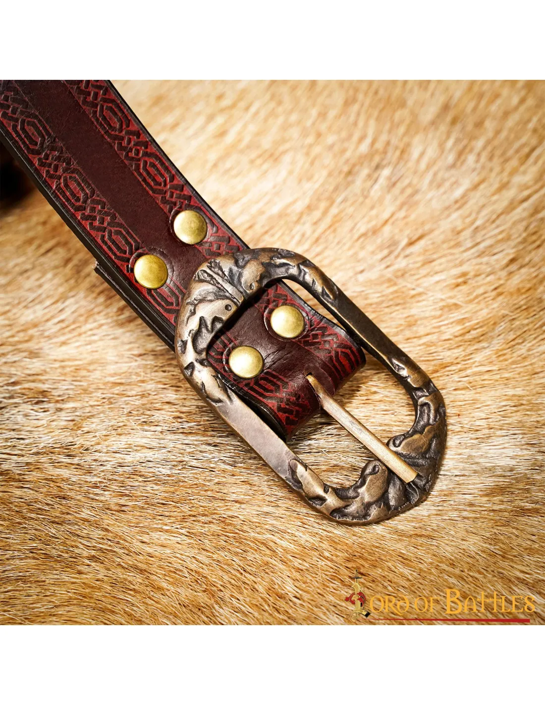 Cinturón medieval marrón diseño repujado