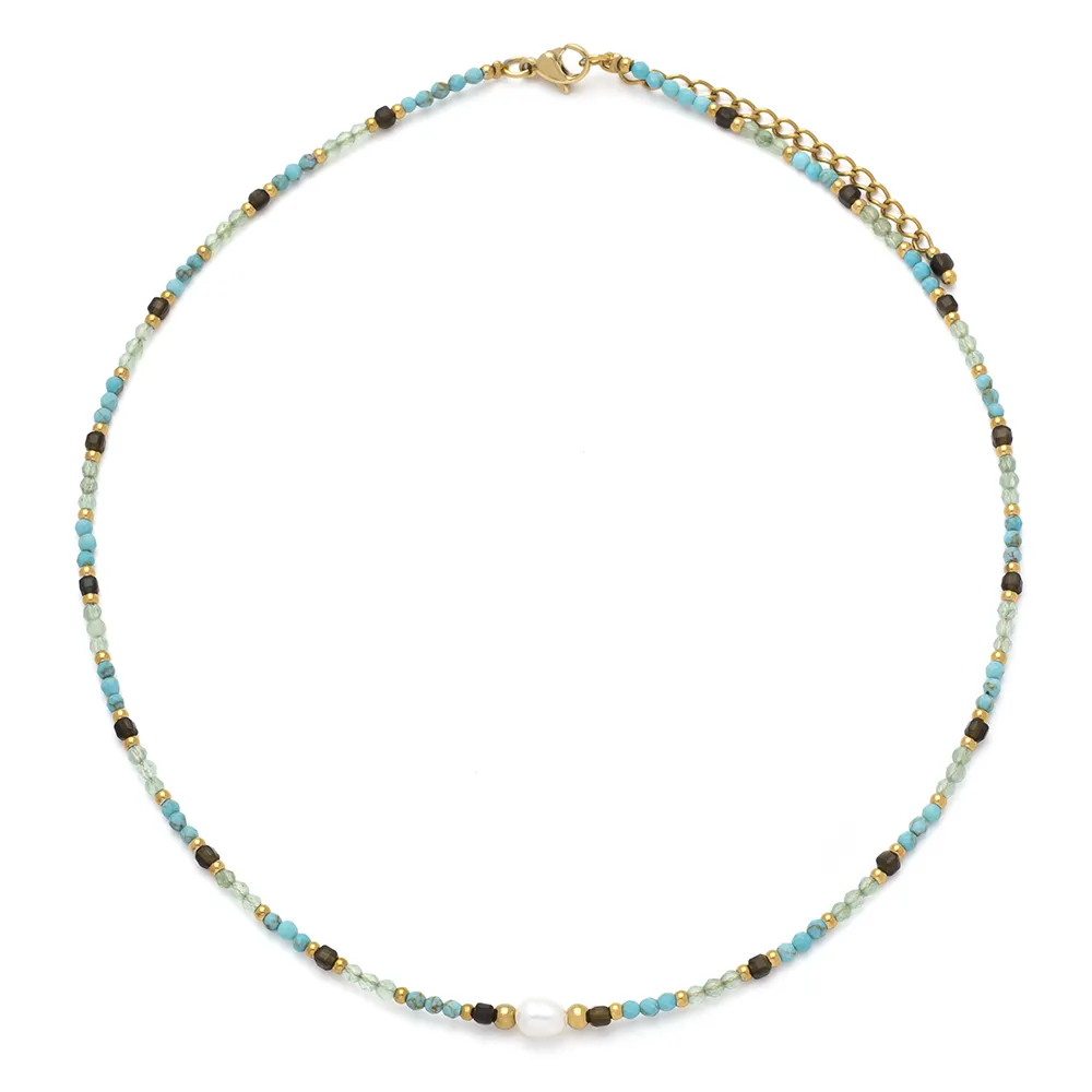 Collar Acero Baltimor Gold Turquesa
