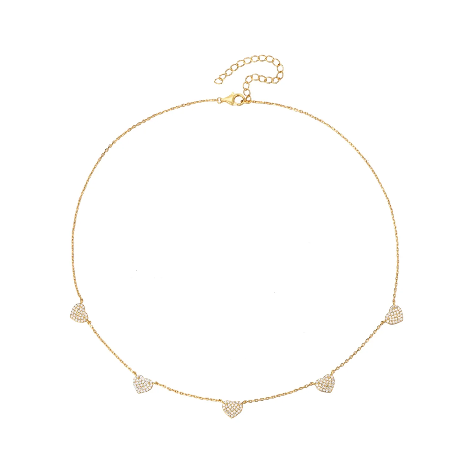 Collar Plata Corazones con Circonitas