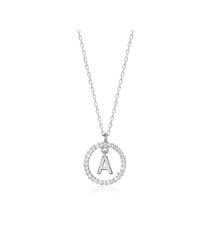 Collar Plata Inicial Circulo Brillante