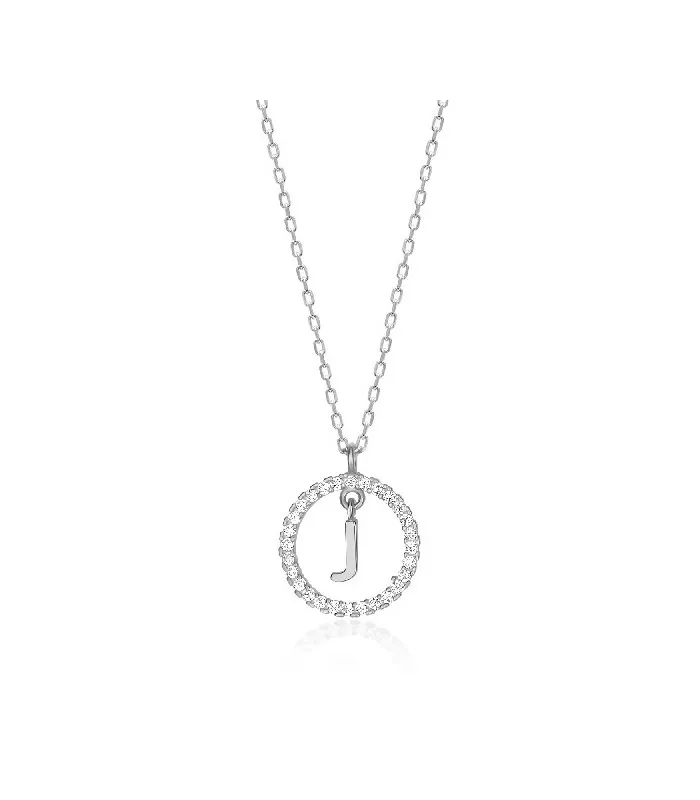Collar Plata Inicial Circulo Brillante