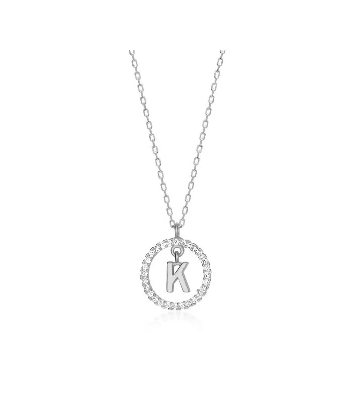 Collar Plata Inicial Circulo Brillante