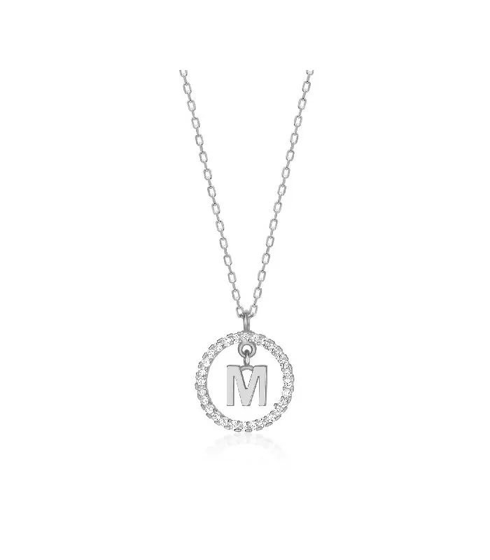 Collar Plata Inicial Circulo Brillante