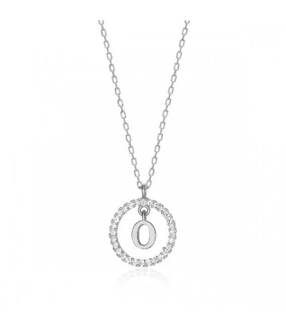 Collar Plata Inicial Circulo Brillante