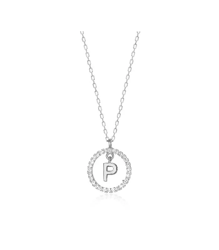 Collar Plata Inicial Circulo Brillante