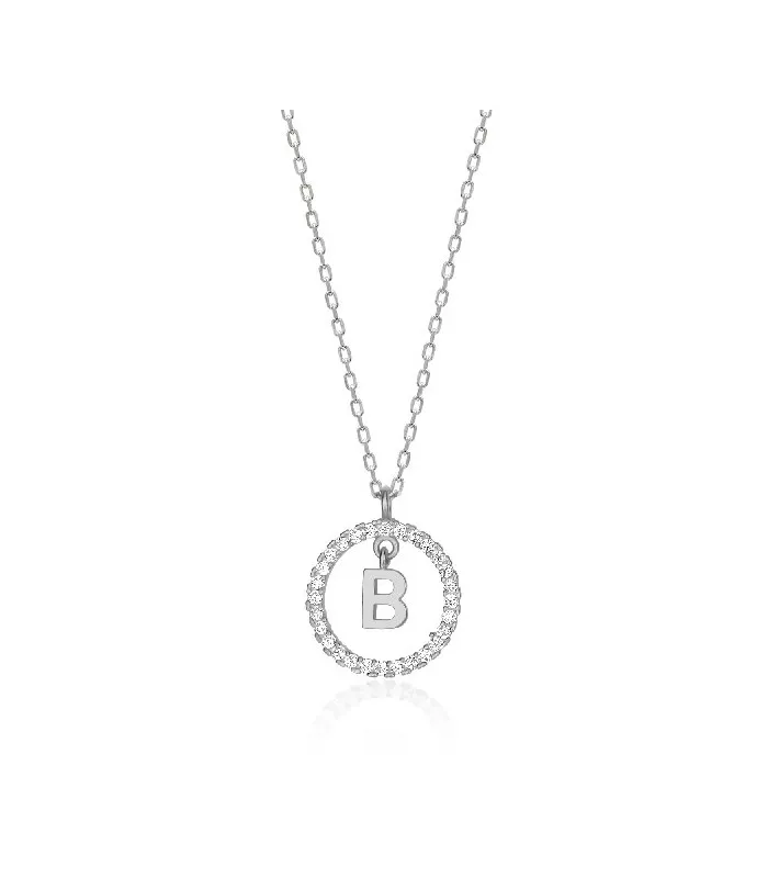 Collar Plata Inicial Circulo Brillante