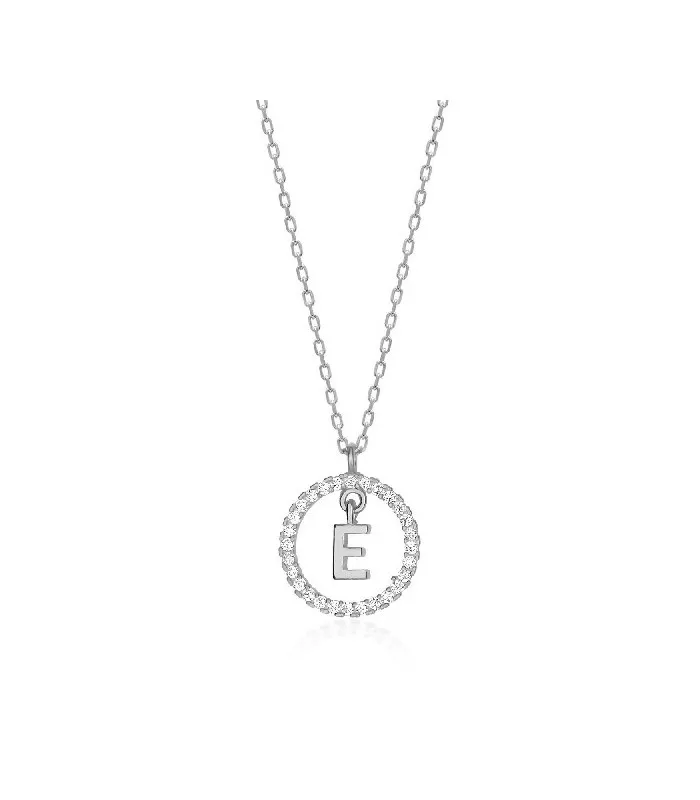 Collar Plata Inicial Circulo Brillante