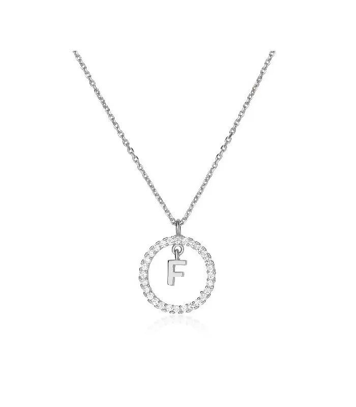 Collar Plata Inicial Circulo Brillante