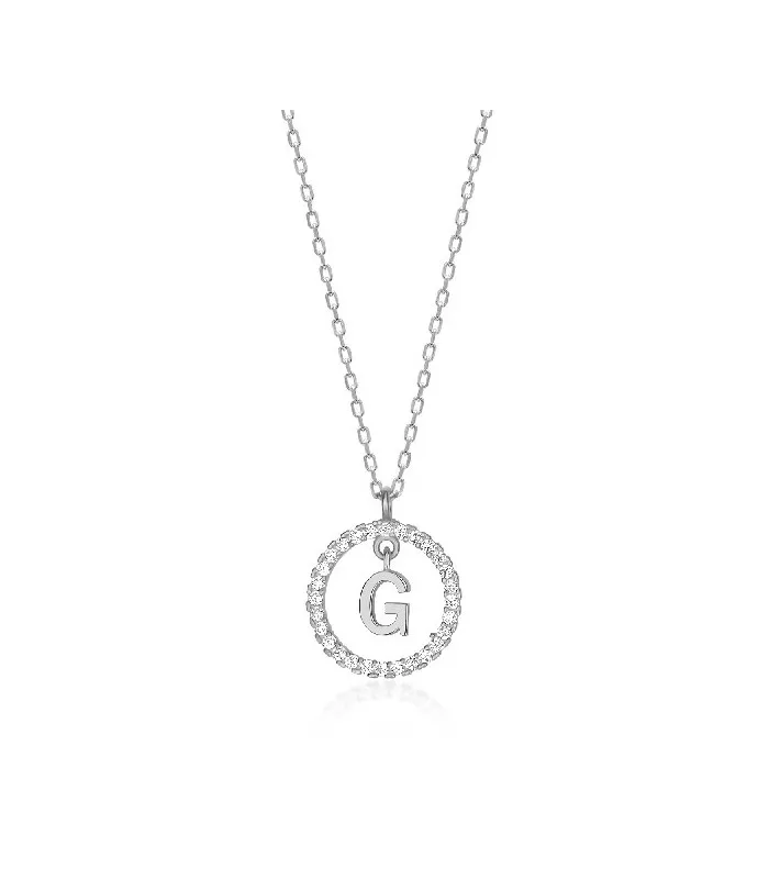 Collar Plata Inicial Circulo Brillante