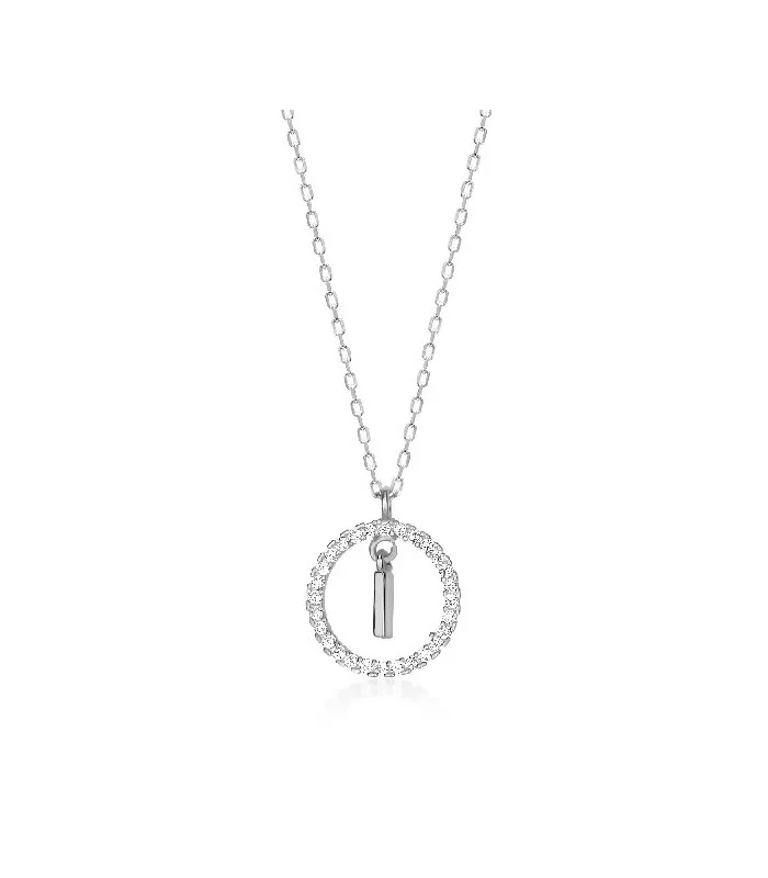 Collar Plata Inicial Circulo Brillante