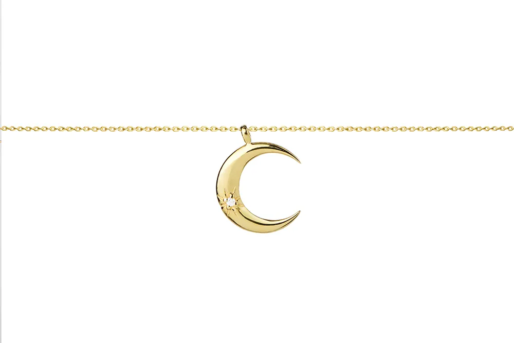 Collar Plata Luna Brillante Gold
