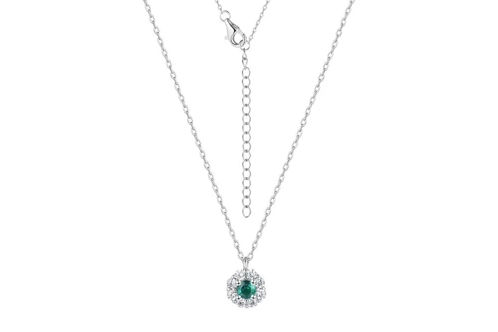Collar Plata Roseta Verde