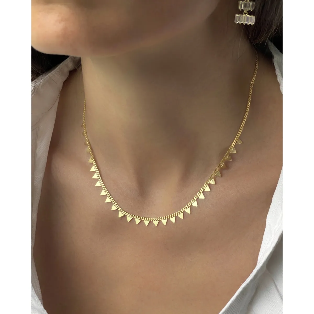 Collar Plata Triangulos Gold