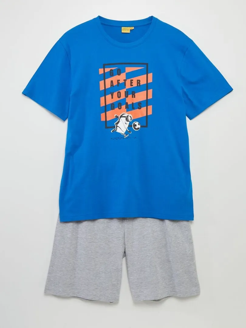 CONJUNTO DE PIJAMA CON CAMISETA + SHORT 'MINIONS'  2 PIEZAS  AZUL