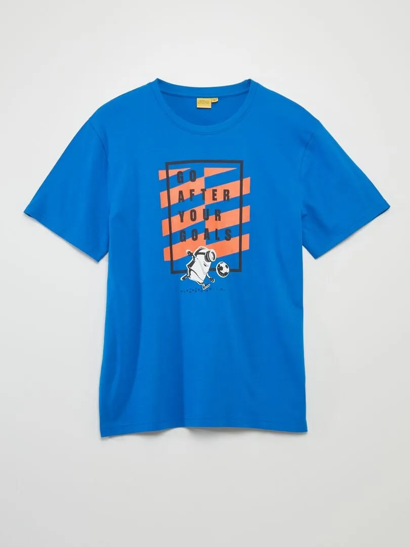 CONJUNTO DE PIJAMA CON CAMISETA + SHORT 'MINIONS'  2 PIEZAS  AZUL