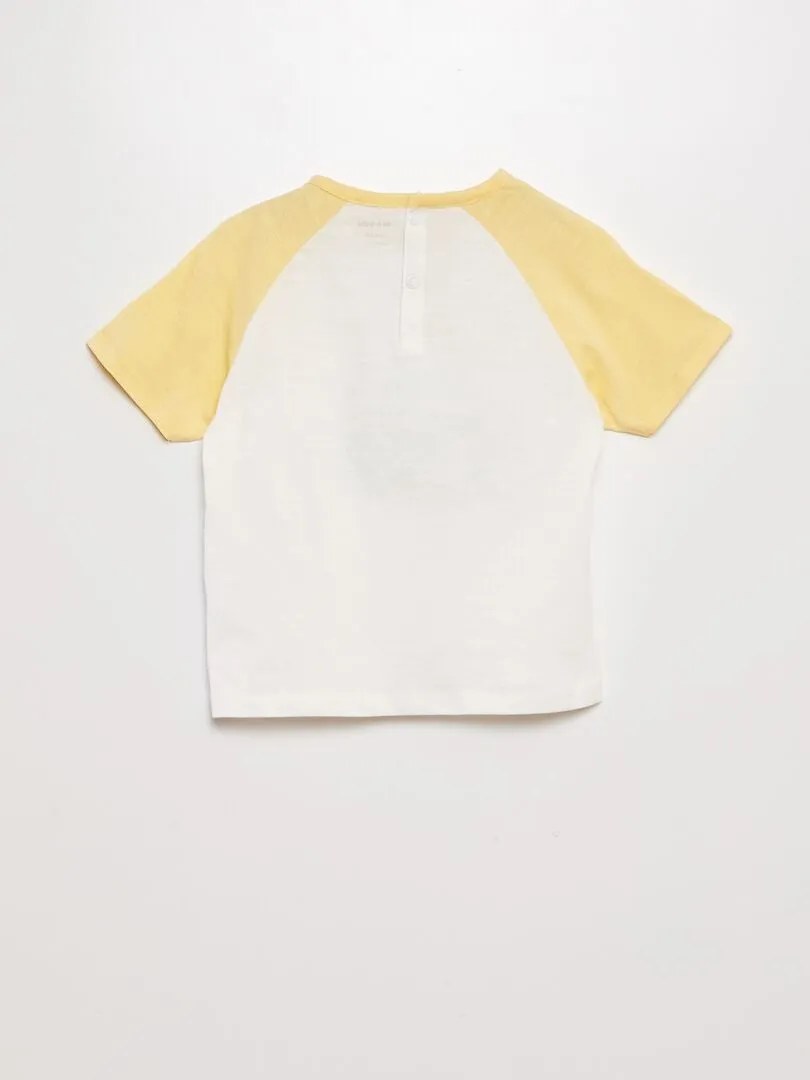 CONJUNTO DE SHORT + CAMISETA 'BEACH'  2 PIEZAS  AMARILLO