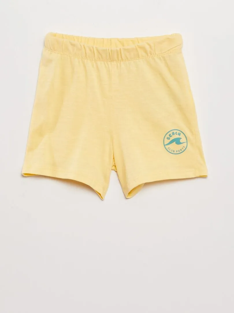 CONJUNTO DE SHORT + CAMISETA 'BEACH'  2 PIEZAS  AMARILLO