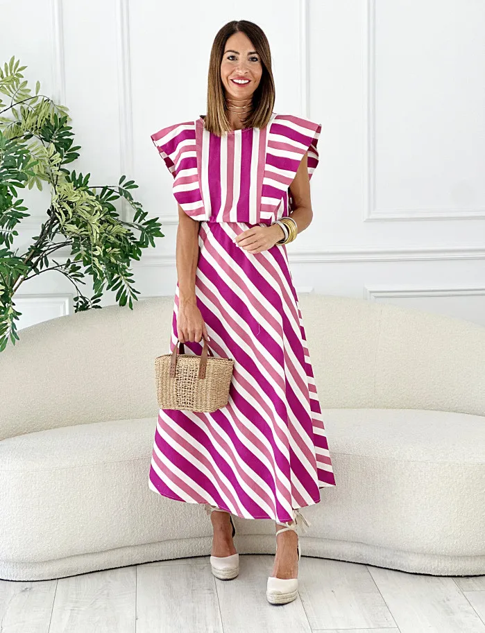 Conjunto samba rayas purple