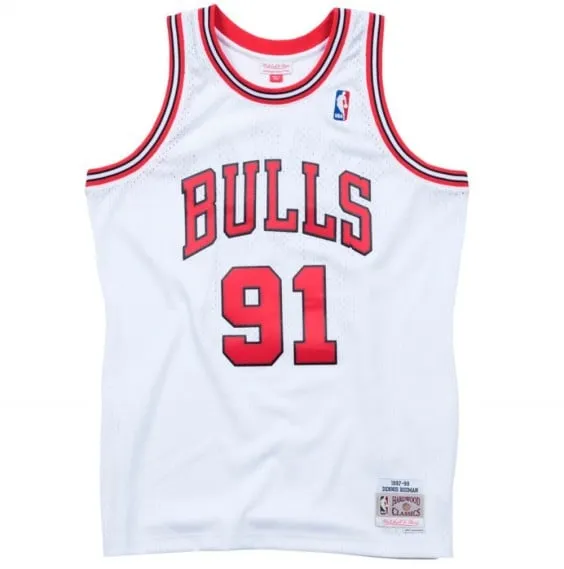 DENNIS RODMAN CHICAGO BULLS 9798 WHITE RETRO SWINGMAN