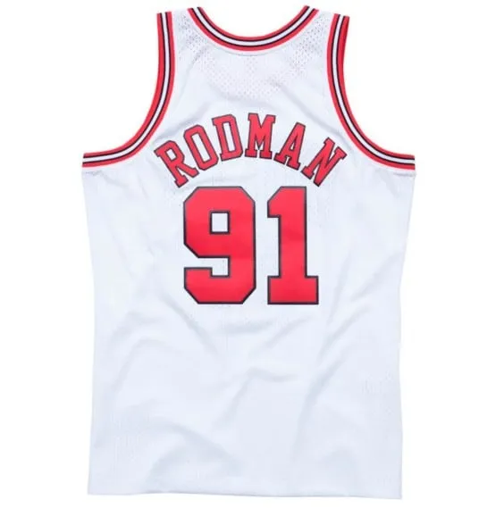 DENNIS RODMAN CHICAGO BULLS 9798 WHITE RETRO SWINGMAN