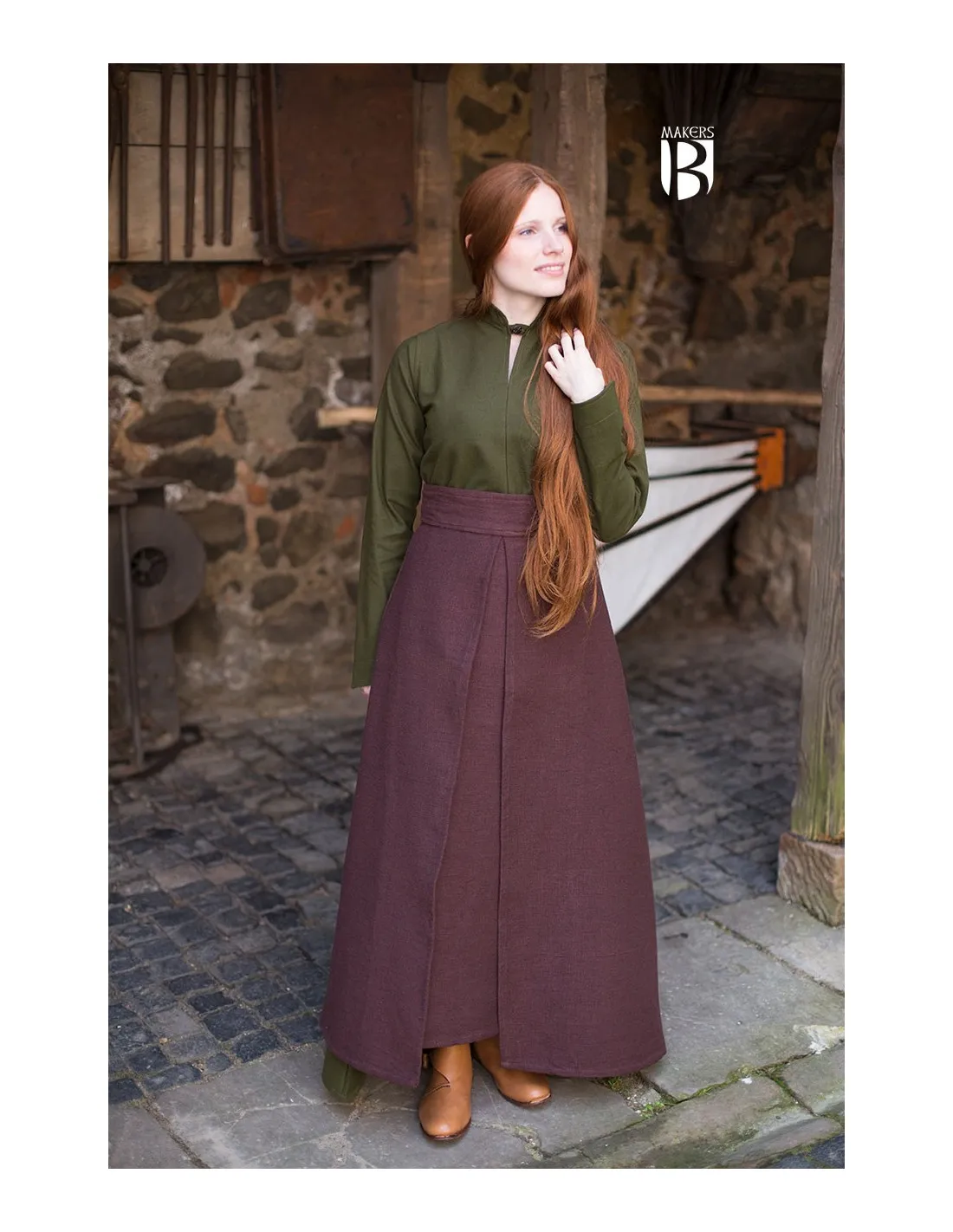 Falda medieval Mera, algodón marrón