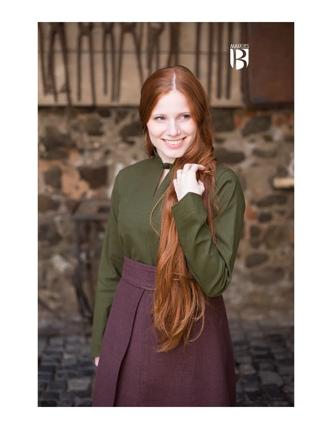 Falda medieval Mera, algodón marrón