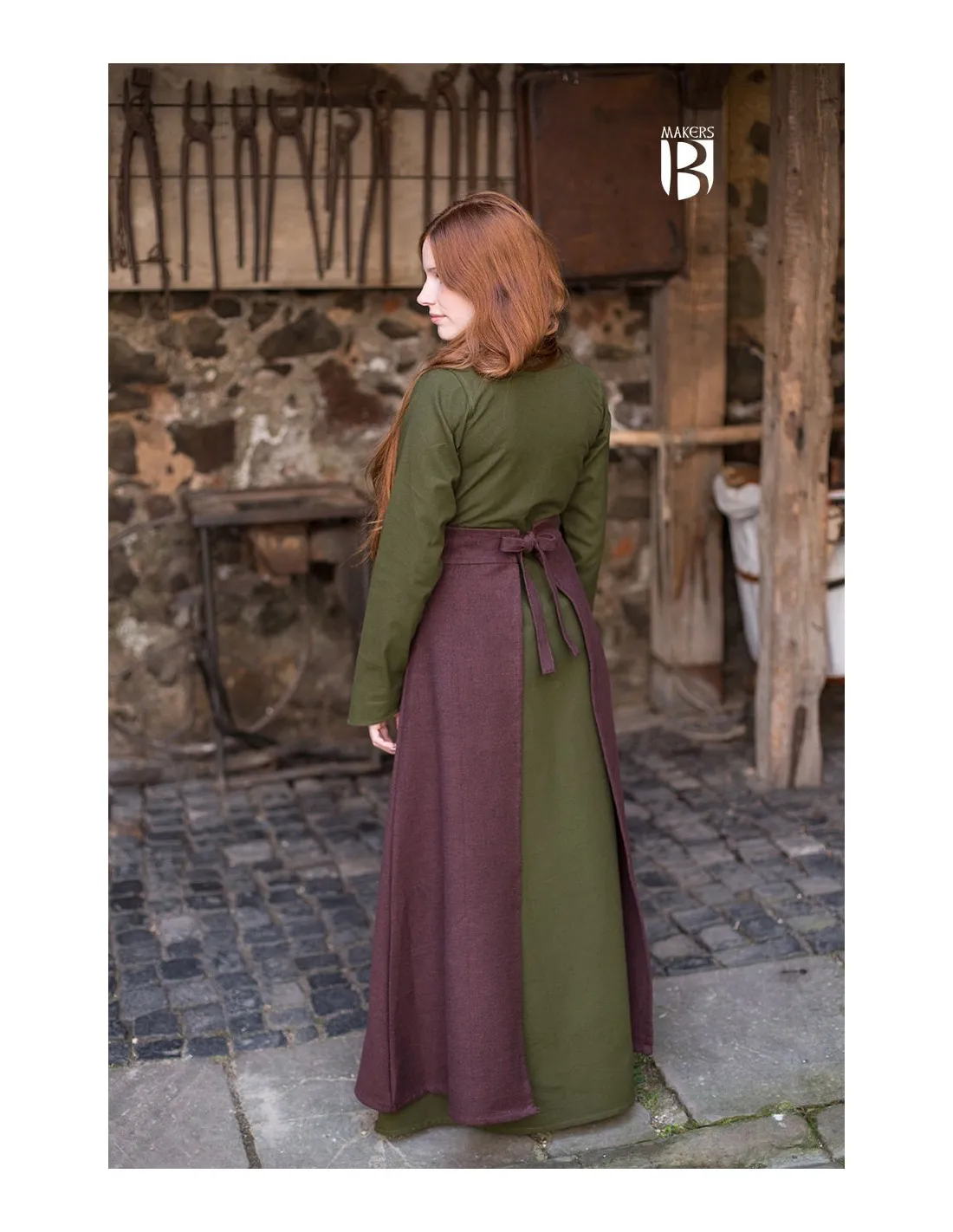 Falda medieval Mera, algodón marrón