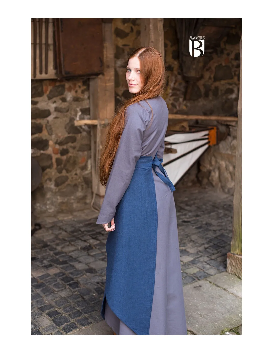 Falda medieval Tharya, algodón azul