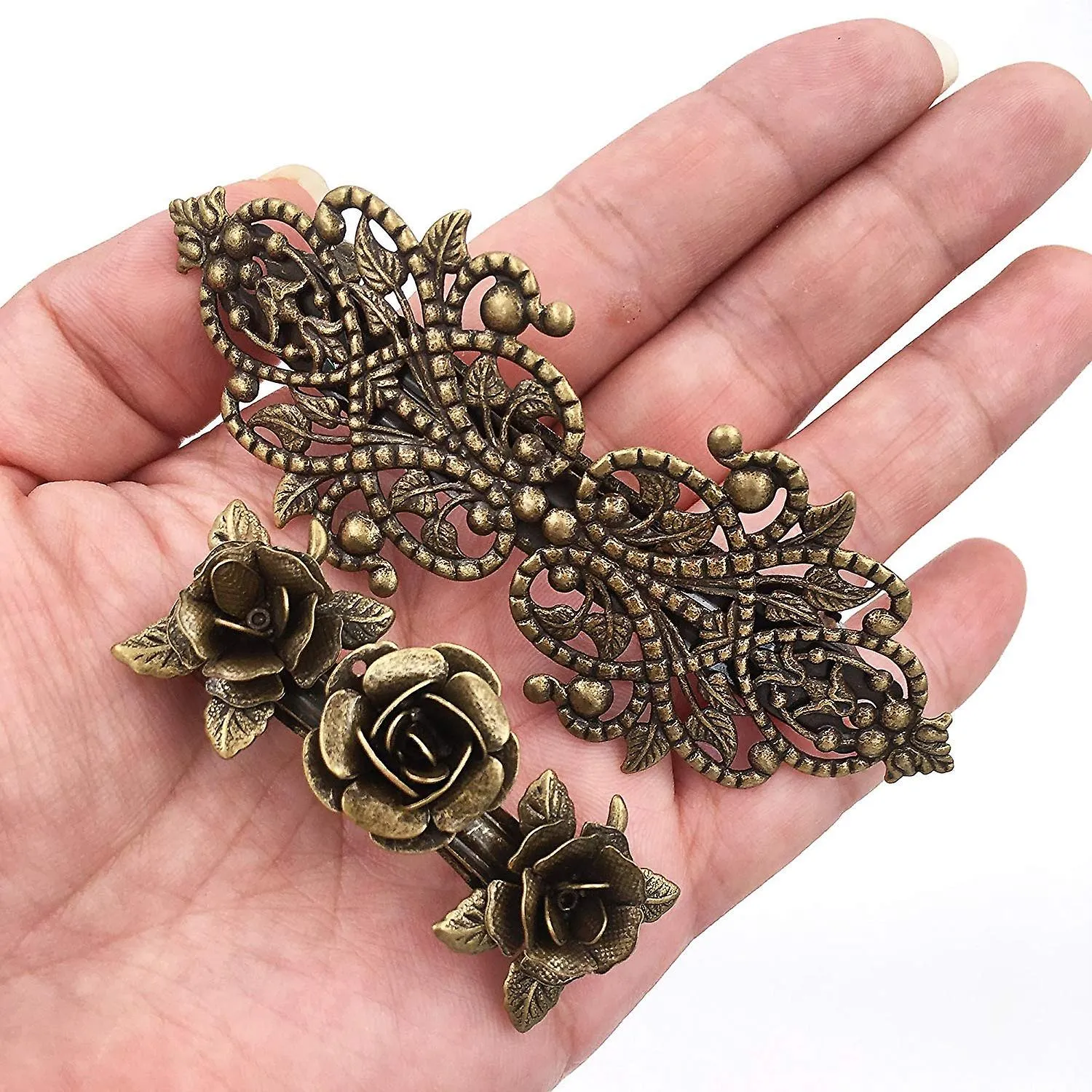 Kalolary 14 Stcke Franzsisch Haarspangen Retro Vintage Rosen Blume Blatt Wellen Federn Kronen Haarspangen Bobby Pins Braut Hochz