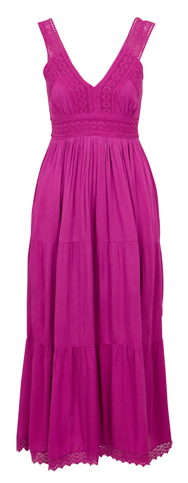 MAISON 123 ARMELLE  VESTIDO LARGO EVASé CON CUELLO DE PICO EN VIOLETA