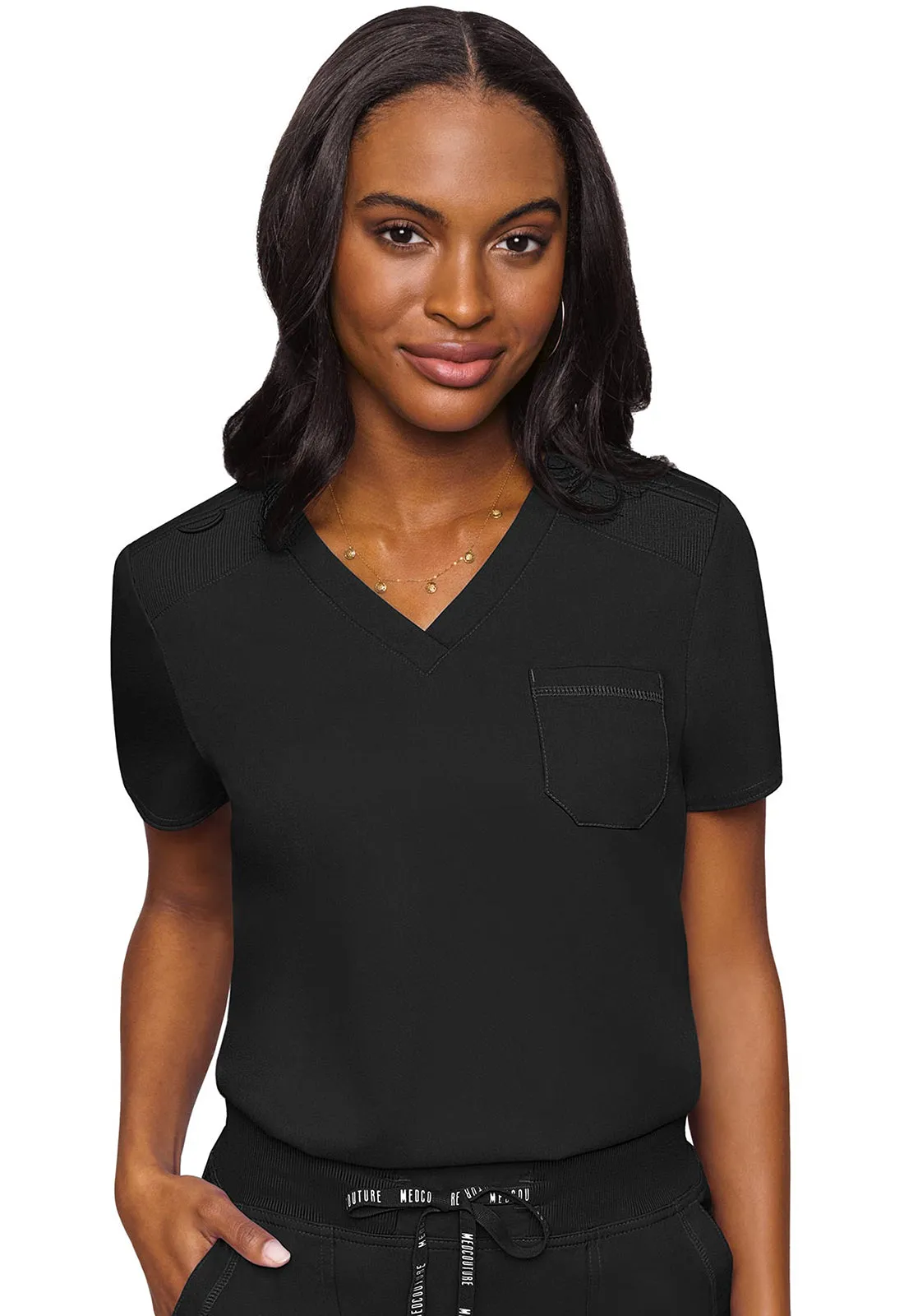 MED COUTURE TOUCH VNECK TUCK IN IN BLACK