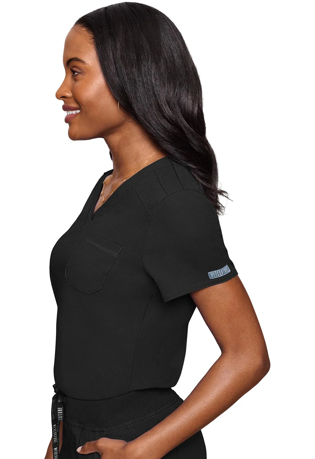 MED COUTURE TOUCH VNECK TUCK IN IN BLACK