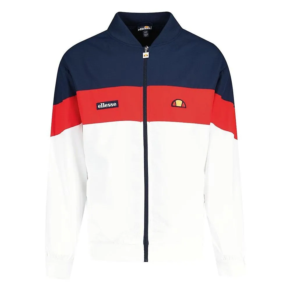 MEN'S ELLESSE BROLO 0279 RETRO CONTRAST COLOUR BLOCK BASEBALL COLLAR TRACK TOP  NAVY/RED/WHITE