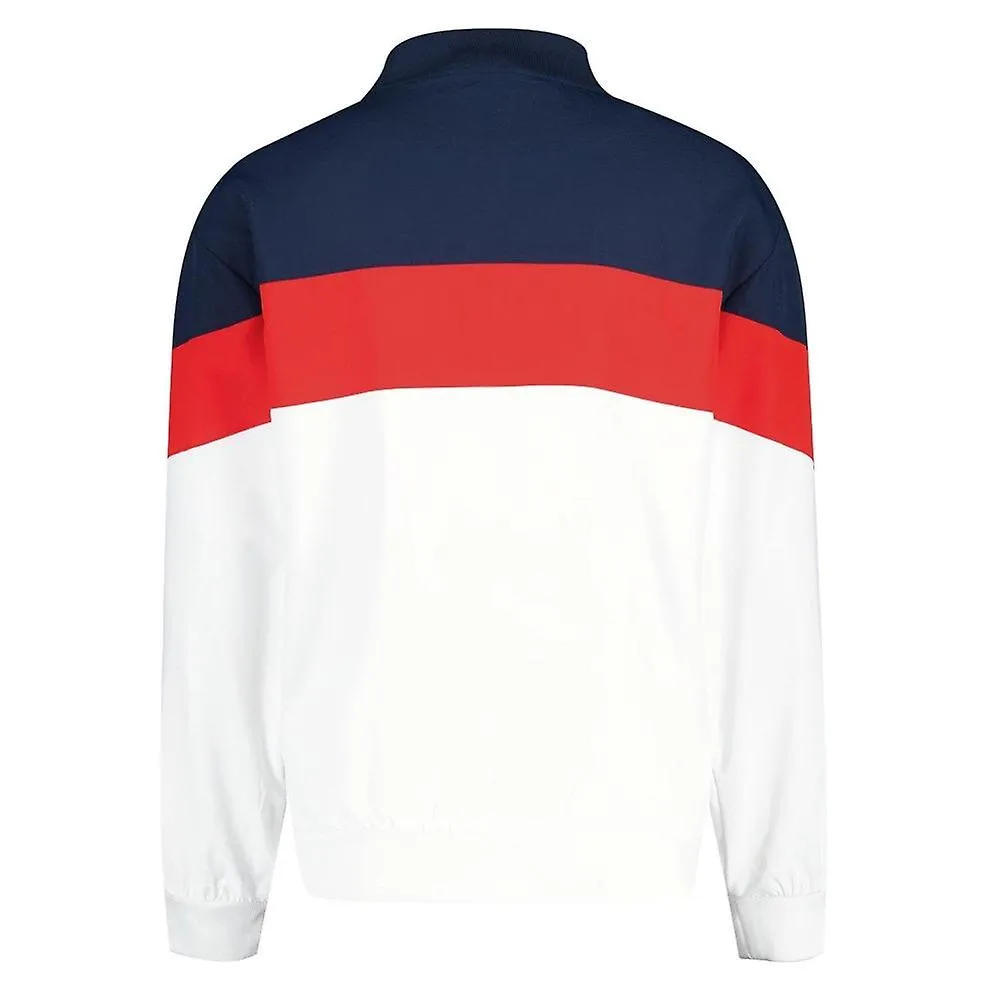 MEN'S ELLESSE BROLO 0279 RETRO CONTRAST COLOUR BLOCK BASEBALL COLLAR TRACK TOP  NAVY/RED/WHITE